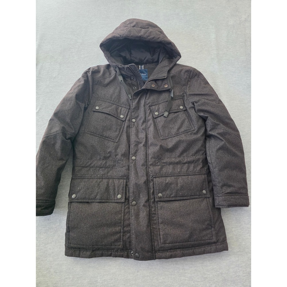 Cole Haan Mens Down Fill Hooded Parka Jacket Charcoal Gray Medium